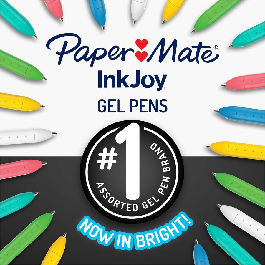 Paper Mate InkJoy Gel Bright! Pens, Medium Point (0.7mm), Retractable, Assorted Ink & Barrel Colors, 6 Pack