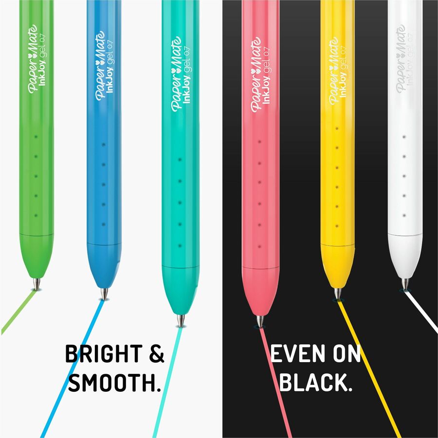 Paper Mate InkJoy Gel Bright! Pens, Medium Point (0.7mm), Retractable, Assorted Ink & Barrel Colors, 6 Pack