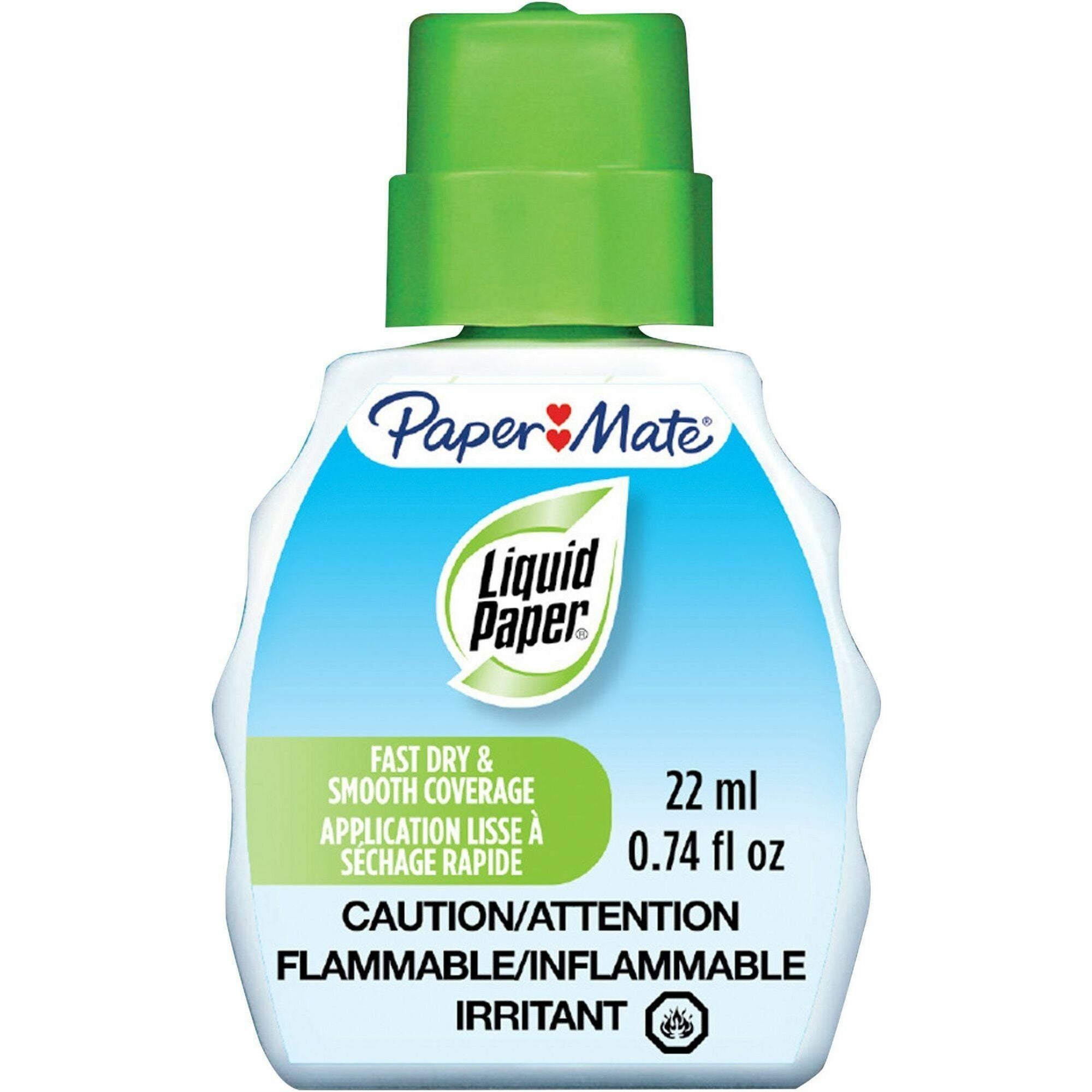 Paper Mate Liquid Paper Fast Dry Correction Fluid, Bright White, 22 mL Bottles, 1 Dozen