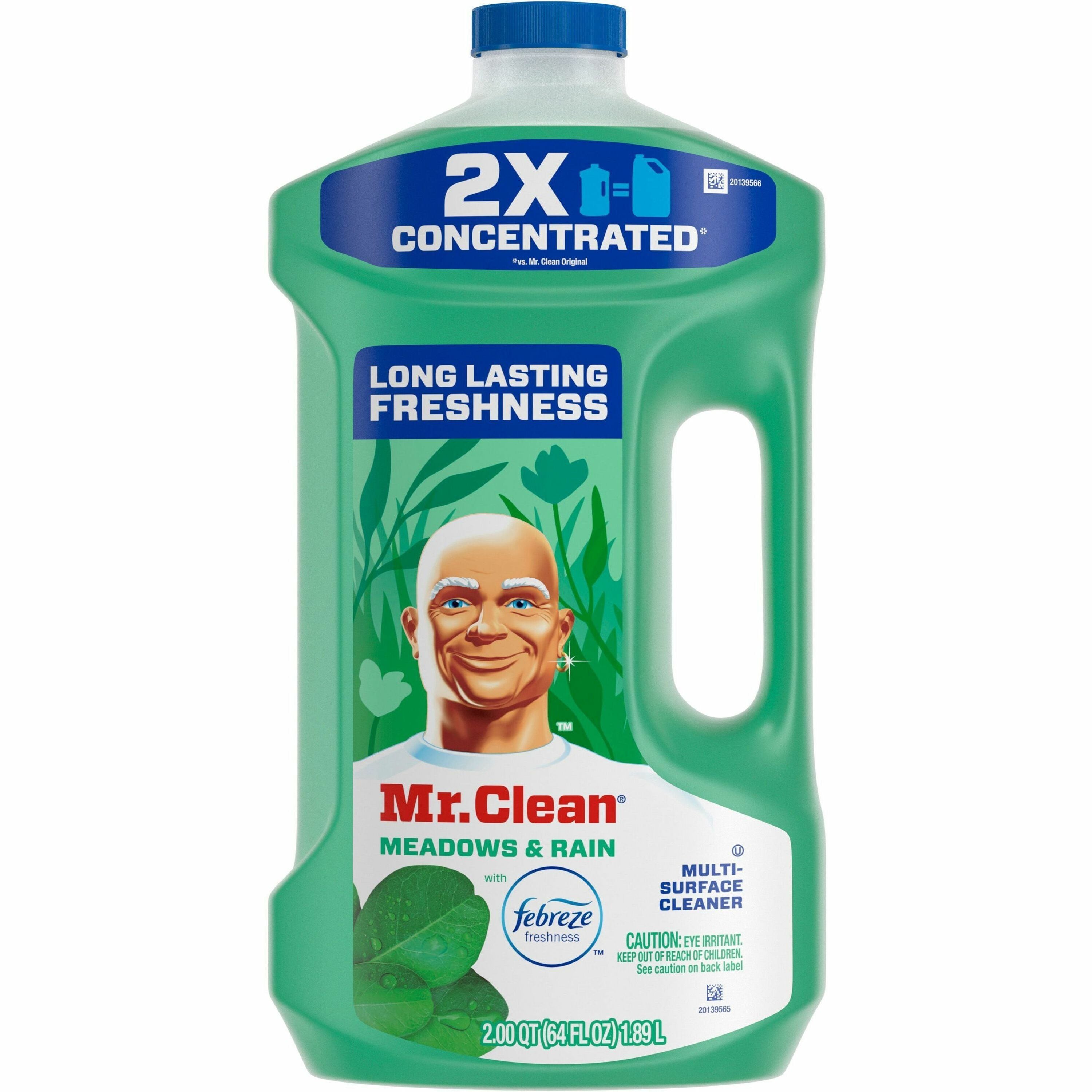 Mr. Clean Multi-Surface Cleaner, Concentrate, Liquid, Meadows & Rain Scent, Phosphate-Free, Green, 64 fl oz (2 quart), 1 Bottle