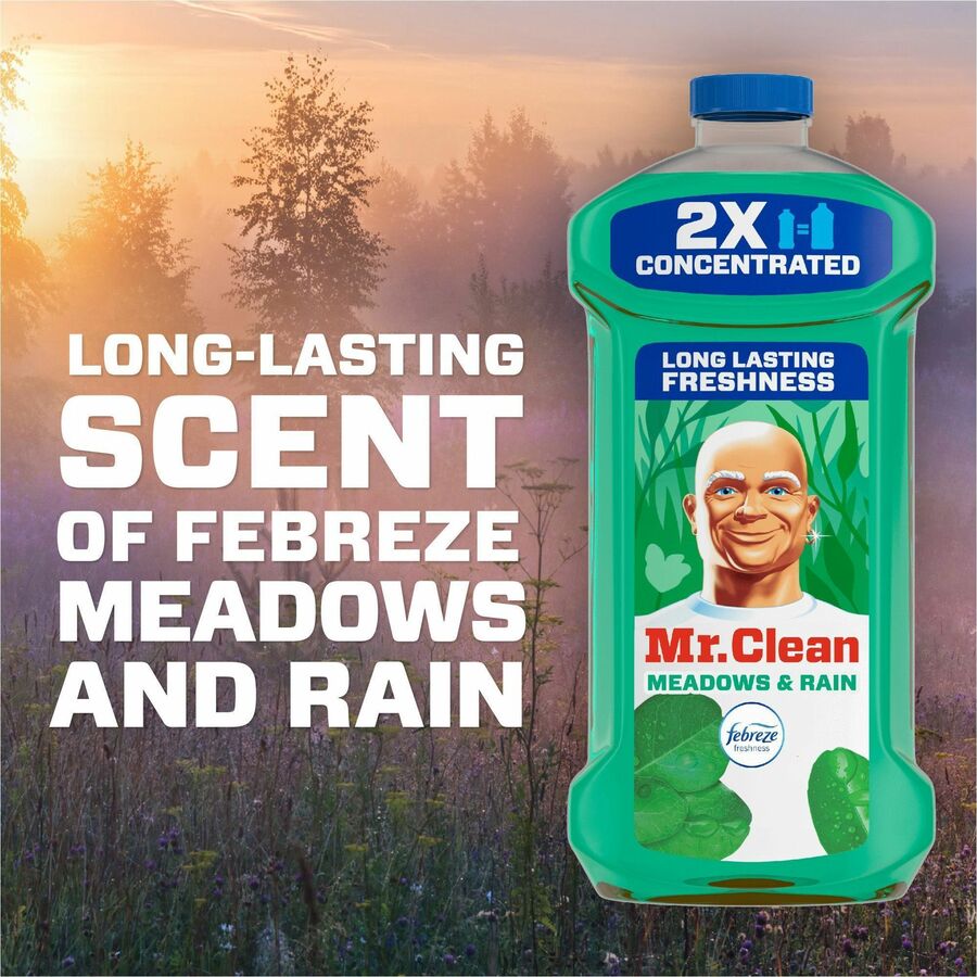 Mr. Clean Multi-Surface Cleaner, Concentrate, Liquid, Meadows & Rain Scent, Phosphate-Free, Green, 64 fl oz (2 quart), 1 Bottle