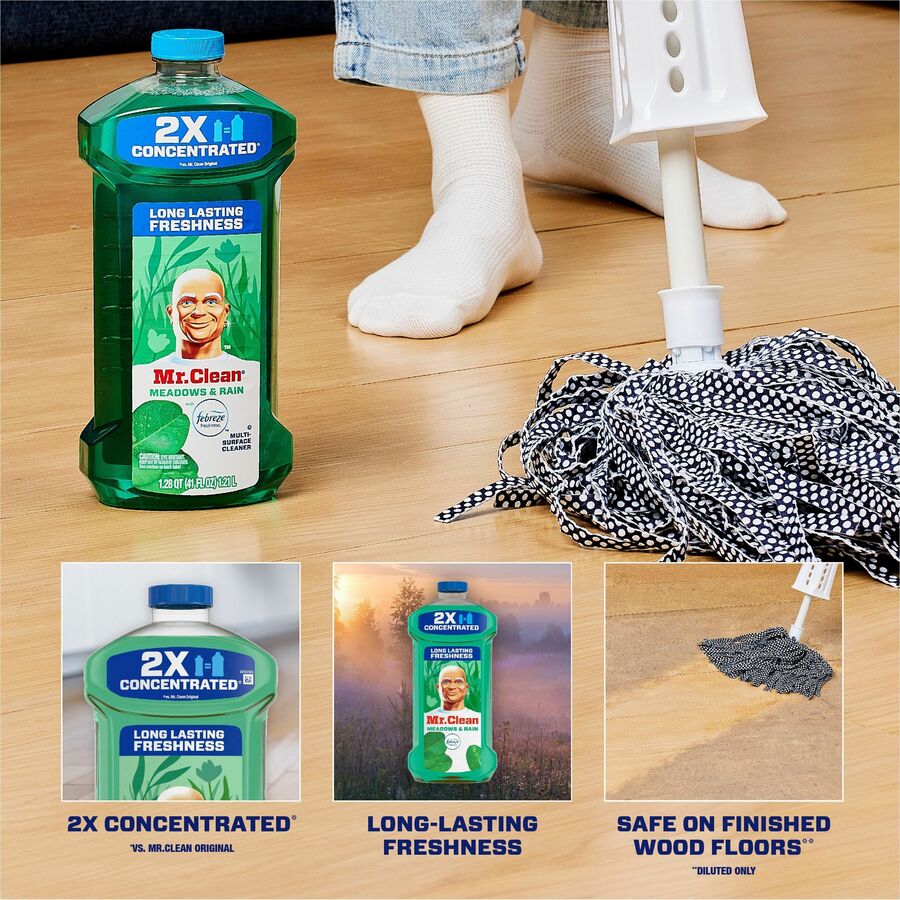 Mr. Clean Multi-Surface Cleaner, Concentrate, Liquid, Meadows & Rain Scent, Phosphate-Free, Green, 64 fl oz (2 quart), 1 Bottle