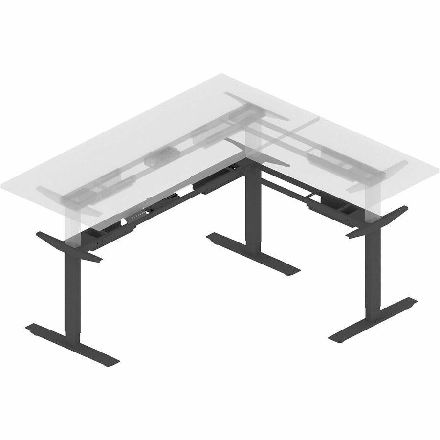 Lorell Sit-Stand 3rd-Leg Base, Black, Height Adjustable, 275 lb Capacity, 45" Height x 51.60" Width x 26.40" Depth, Assembly Required, 1 Each