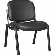 Lorell Deluxe Leather 4-Leg Guest Chair, Black, Metal Frame, Upholstered Padded Seat and Back, 1 Each