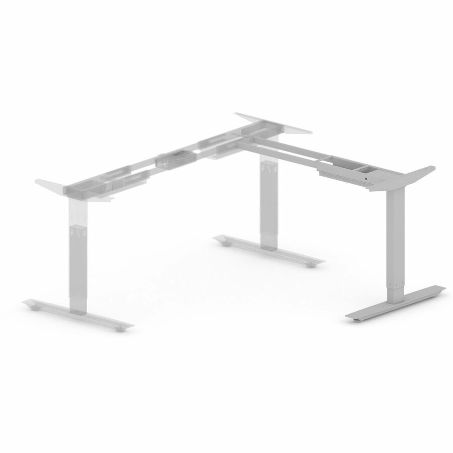 Lorell Sit-Stand 3rd-Leg Base, Silver, Height Adjustable, 275 lb Capacity, 45" H x 51.60" W x 26.40" D, Assembly Required, 1 Each