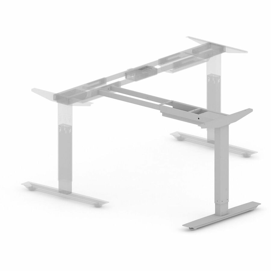 Lorell Sit-Stand 3rd-Leg Base, Silver, Height Adjustable, 275 lb Capacity, 45" H x 51.60" W x 26.40" D, Assembly Required, 1 Each