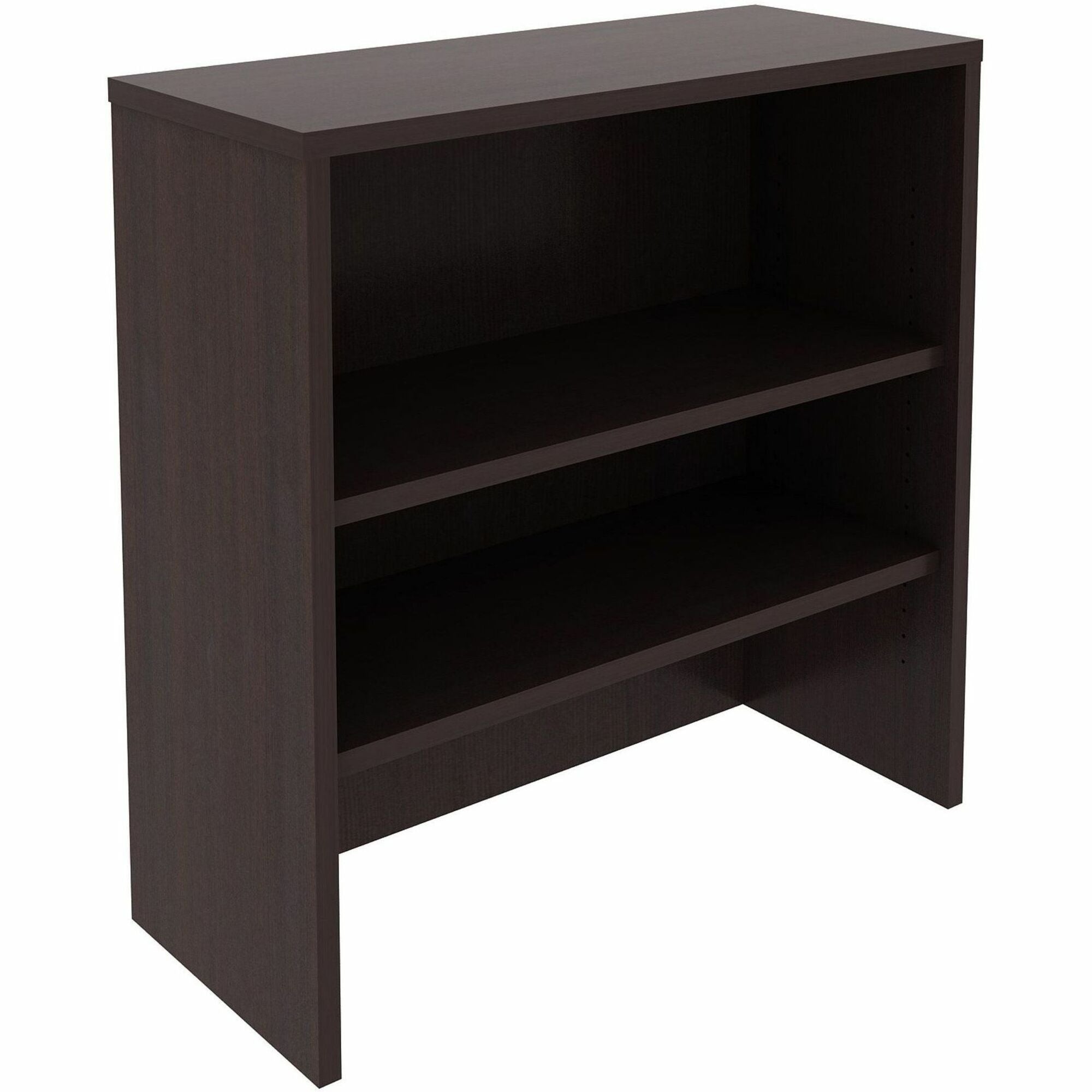 Lorell Essentials 2-Shelf Stack-on Bookcase, Espresso Finish, Laminate/Metal, 36"H x 36"W x 15"D, Stackable, Cam Lock, 1 Each