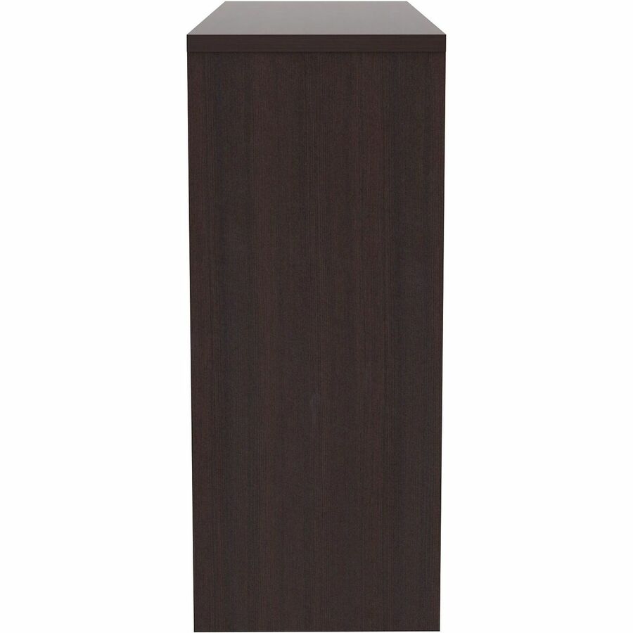 Lorell Essentials 2-Shelf Stack-on Bookcase, Espresso Finish, Laminate/Metal, 36"H x 36"W x 15"D, Stackable, Cam Lock, 1 Each