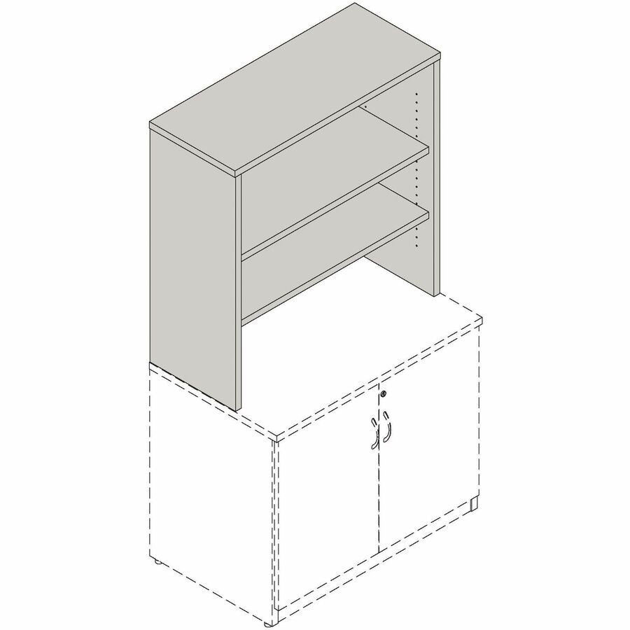 Lorell Essentials 2-Shelf Stack-on Bookcase, Espresso Finish, Laminate/Metal, 36"H x 36"W x 15"D, Stackable, Cam Lock, 1 Each