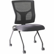 Lorell Conjure Mesh Training Chairs, Black, Polyurethane/Molded Foam/Fabric Seat, Mesh Back, Powder-Coated Metal Legs, Casters, 2 Chairs per Carton