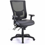 Lorell Conjure High-Back Office Chair, Vinyl/Foam/Polyurethane Seat, Mesh Back, Adjustable Arms, Black, 1 Each