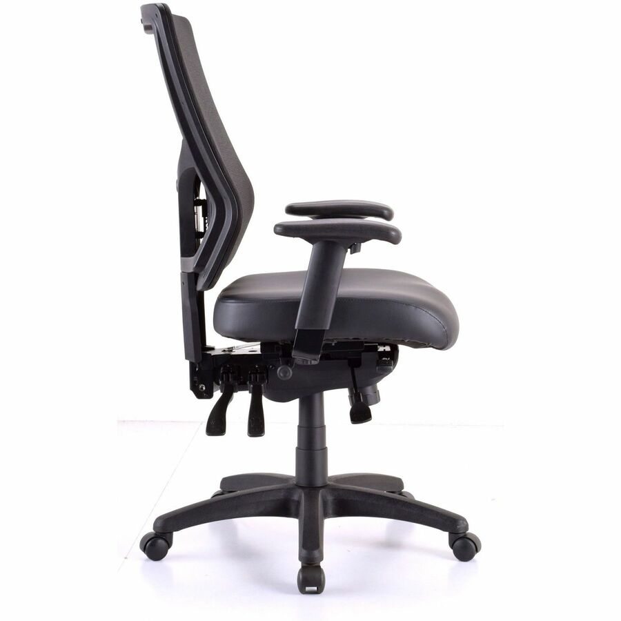 Lorell Conjure High-Back Office Chair, Vinyl/Foam/Polyurethane Seat, Mesh Back, Adjustable Arms, Black, 1 Each