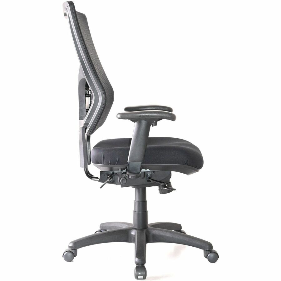 Lorell Conjure High-Back Office Chair, Fabric Seat, Mesh Back, Adjustable Arms, Black, 1 Each