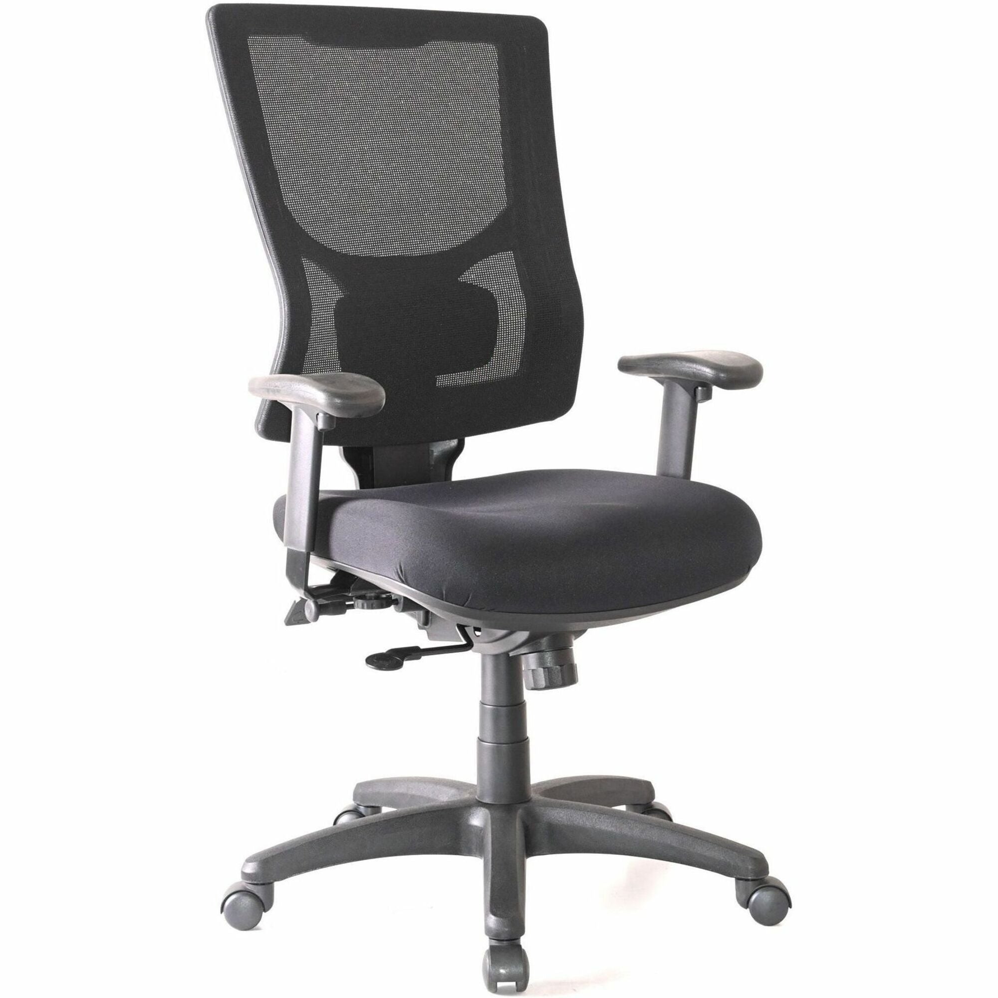 Lorell Conjure High-Back Office Chair, Fabric Seat, Mesh Back, Adjustable Arms, Black, 1 Each