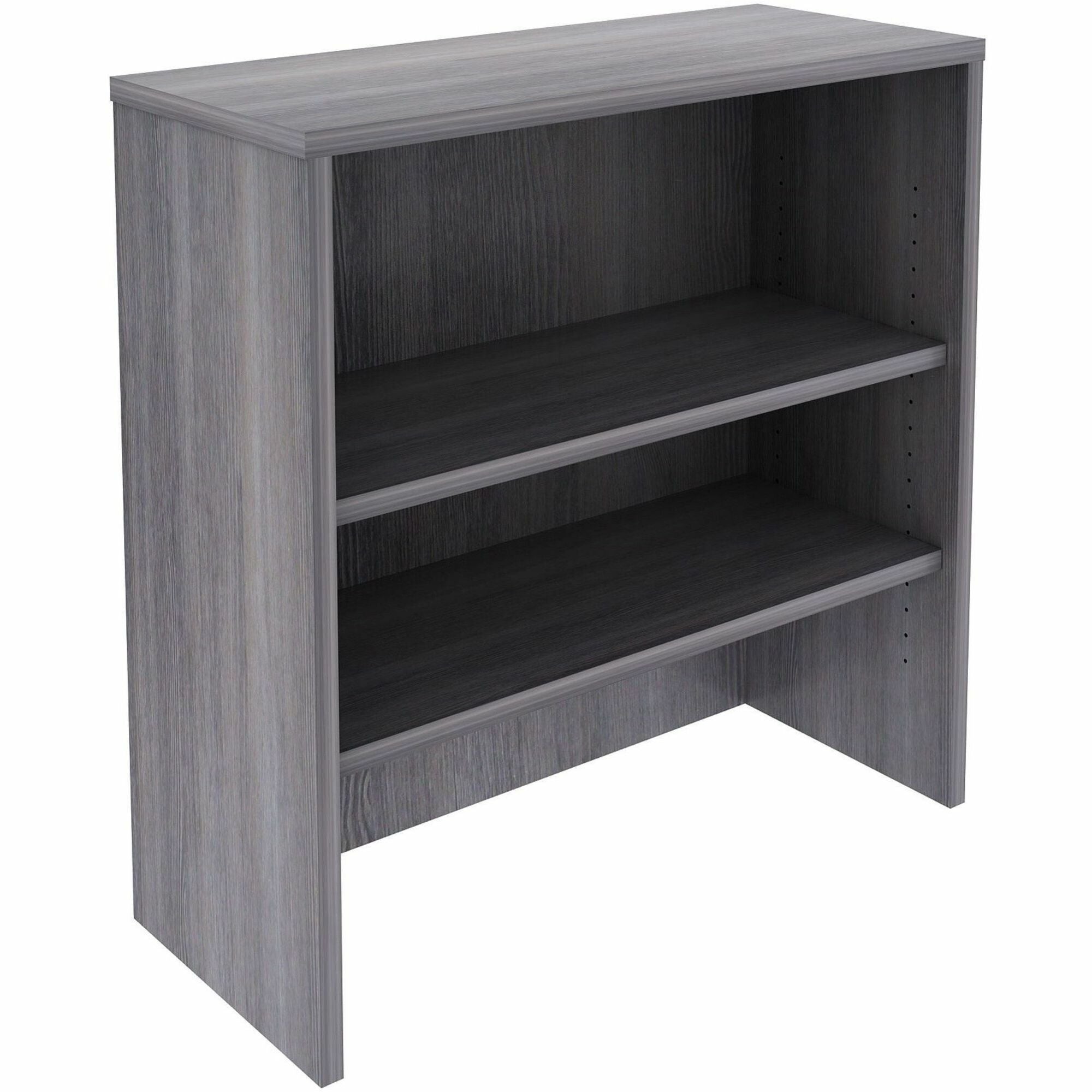 Lorell Essentials 2-Shelf Stack-on Bookcase, Weathered Charcoal Finish, Laminate/Metal, 36"H x 36"W x 15"D, Stackable, Cam Lock, 1 Each