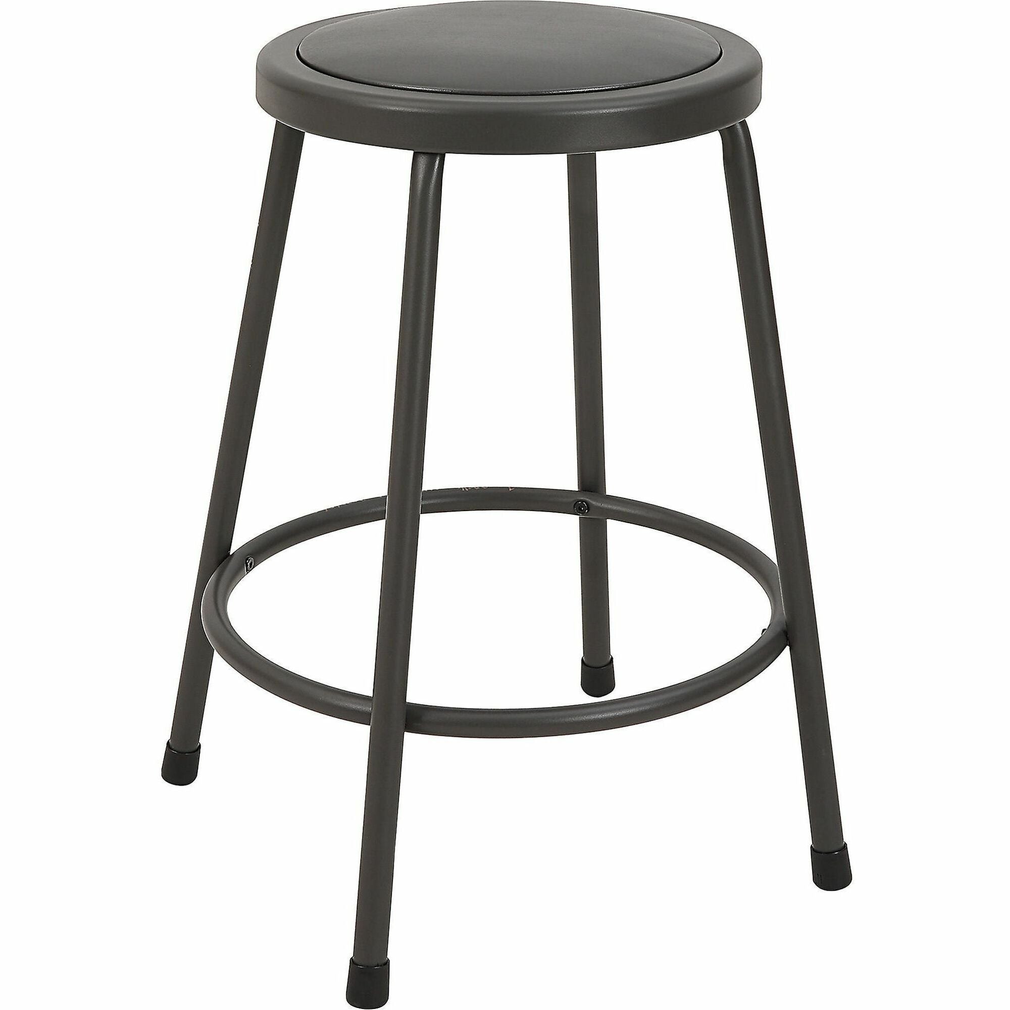 Lorell Metal Shop Stool, Vinyl Seat, Light Gray, Metal, 1 Each