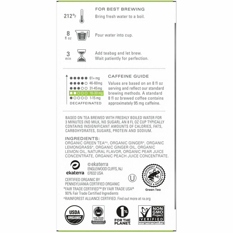 Green Tea - Caffeinated - Organic - 16/Box - 6 / Carton