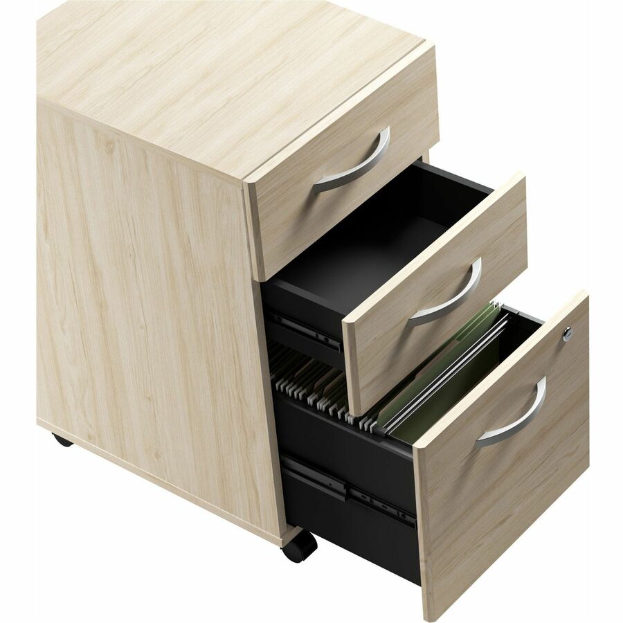 Bush Business Furniture Studio C U Shaped Desk with Hutch and 3-Drawer Mobile File Cabinet, 72"W x 36"D Front Desk, 72"W x 24"D Credenza, 42"D Return, 72"W Hutch, Natural Elm, 1 Each
