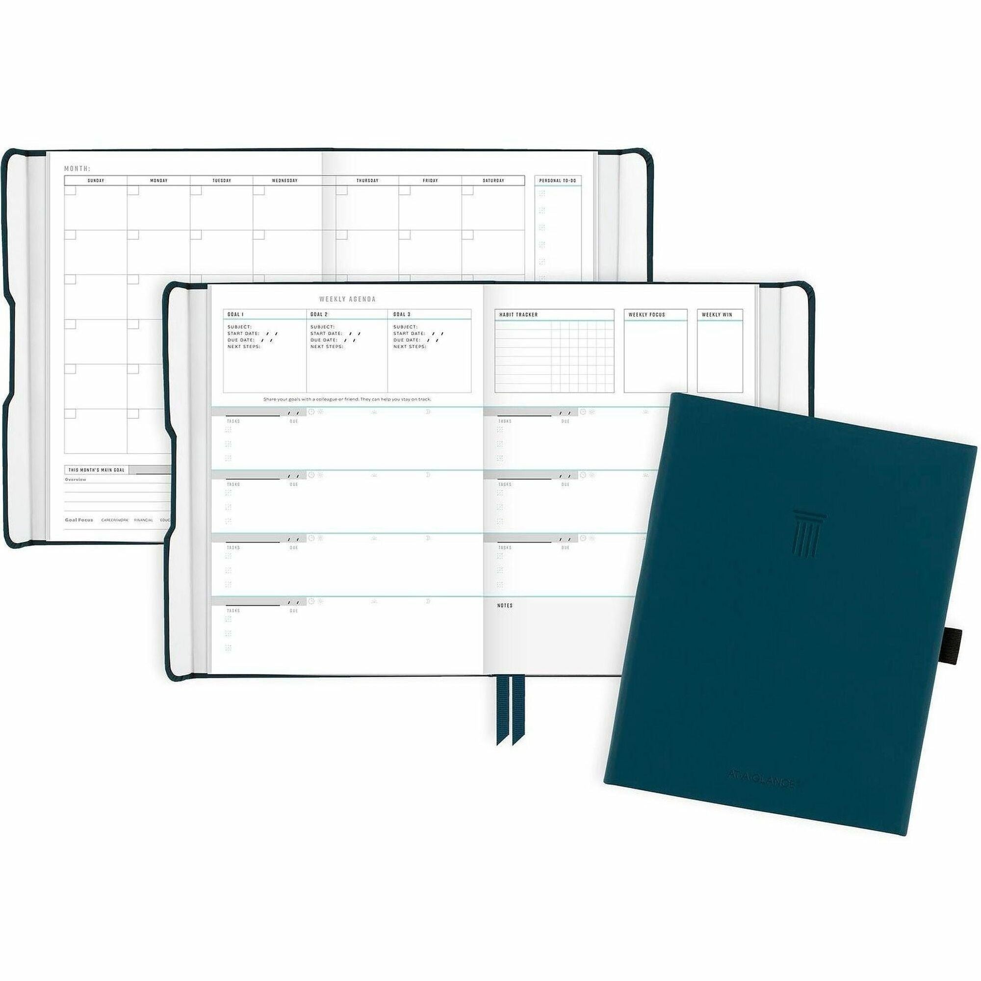 At-A-Glance Foundation Undated Weekly Monthly Planner, Blue, Small, 5 1/2" x 8 1/2"