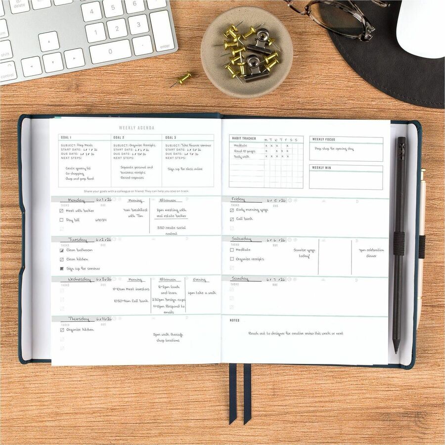At-A-Glance Foundation Undated Weekly Monthly Planner, Blue, Small, 5 1/2" x 8 1/2"