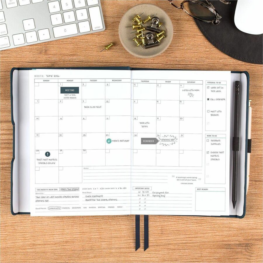 At-A-Glance Foundation Undated Weekly Monthly Planner, Blue, Small, 5 1/2" x 8 1/2"