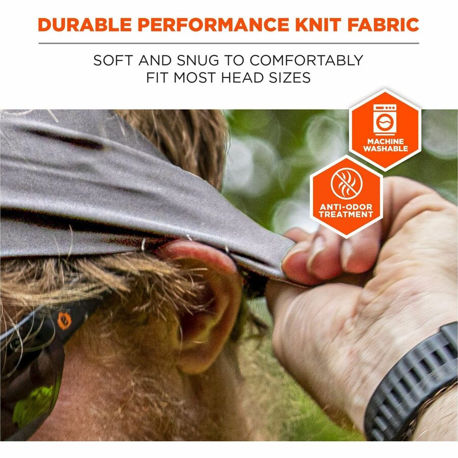 Ergodyne 6634 Cooling Headbands - One Size - Gray - Knit, Fabric - 1 Each