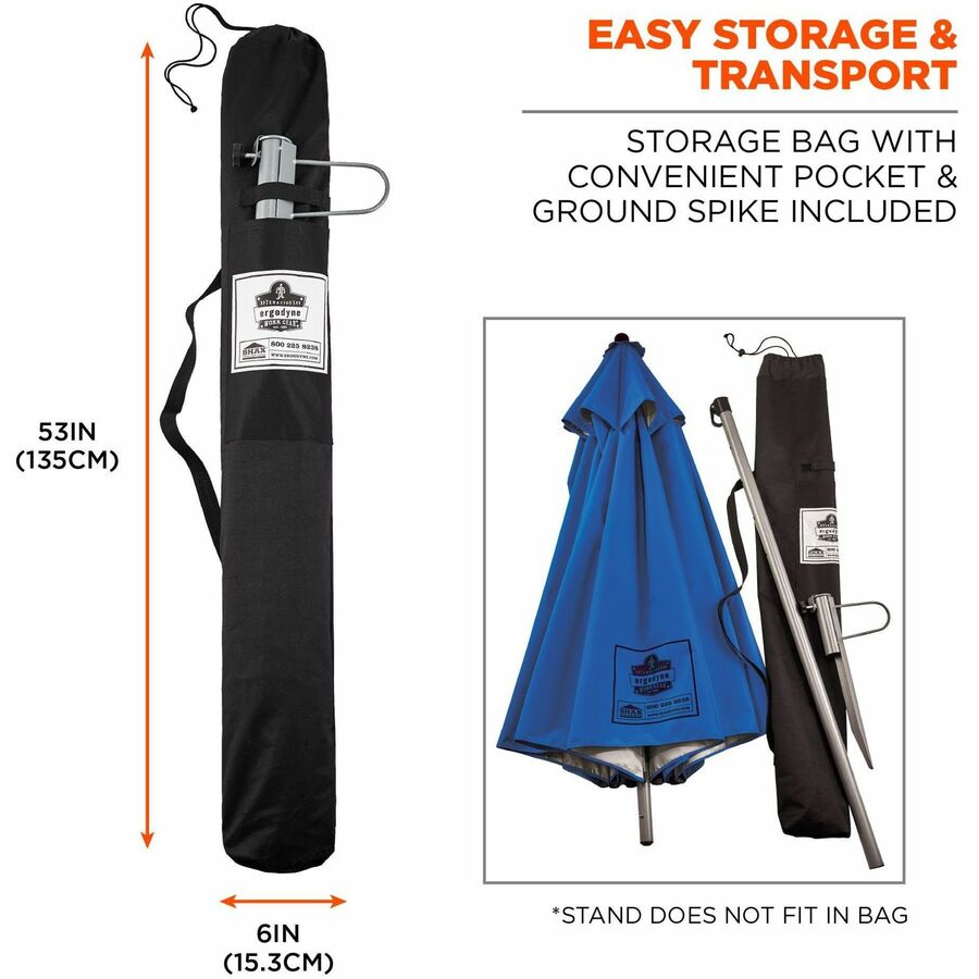 Ergodyne SHAX 6199 Lightweight Work Umbrella and Stand Kit - Blue