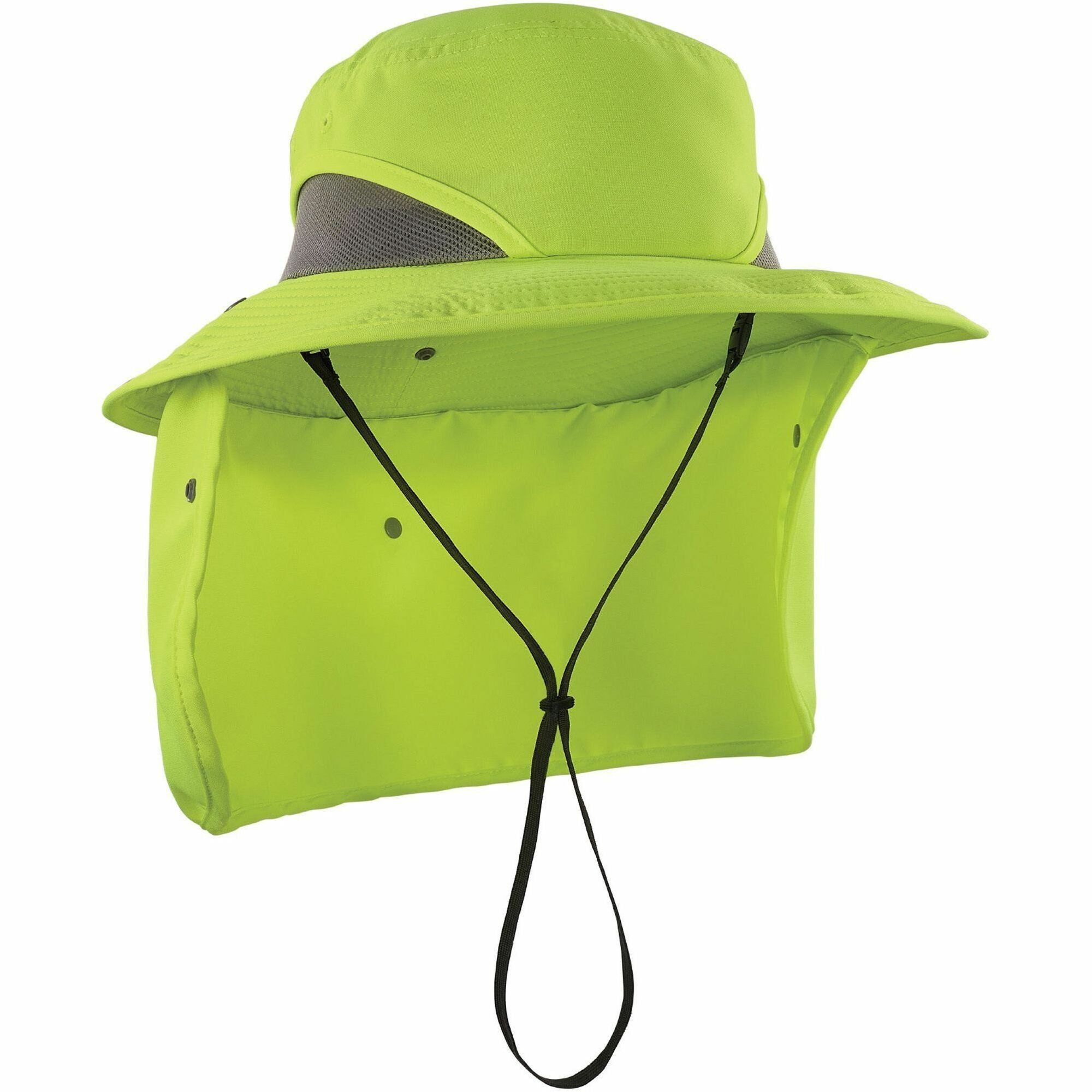 Ergodyne 8934 Ranger Hat with Neck Shade - Small (S)/Medium (M) Size - Polyester, MicroFiber - Lime