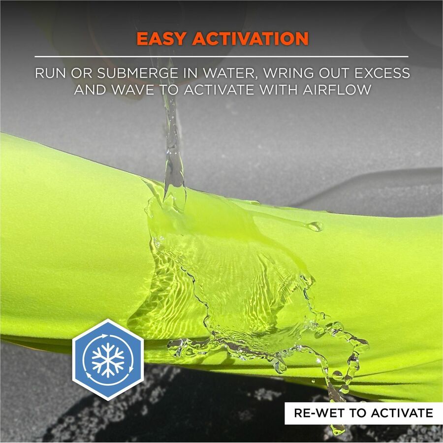 Ergodyne 6688 Cooling Hi-Vis Sun Shirts - Extra Large (XL) Size - Fabric, MicroFiber, Polyester, Spandex - Lime