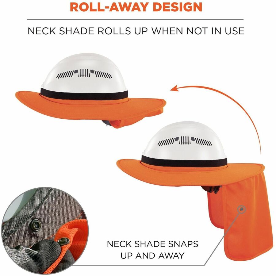 Ergodyne 6661 Universal Hard Hat Brims - Orange - Silicone, Elastic - 1 Each