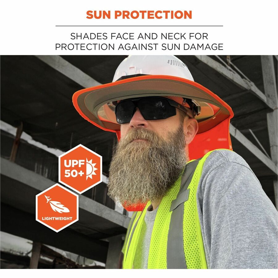 Ergodyne 6661 Universal Hard Hat Brims - Orange - Silicone, Elastic - 1 Each