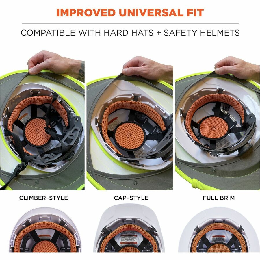 Ergodyne 6661 Universal Hard Hat Brims - Orange - Silicone, Elastic - 1 Each