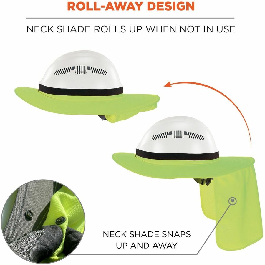 Ergodyne 6661 Universal Hard Hat Brims - Lime - Silicone, Elastic - 1 Each