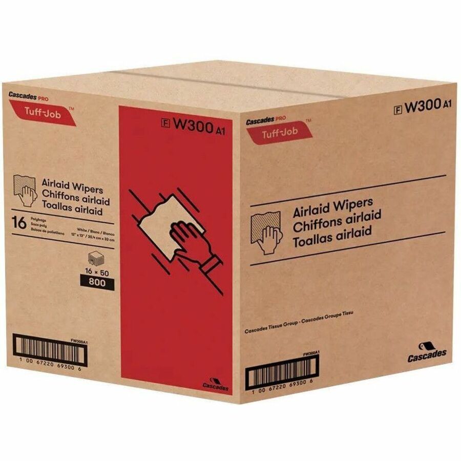 1 Ply - Quarter-fold - 12" Width x 13" Length - White - Wood Pulp - 16 / Carton