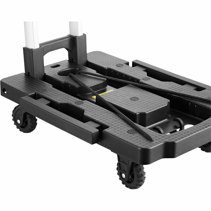 Telescopic Handle - 250 lb Load Capacity - 4 Casters - Aluminum, Polypropylene - 12.60" Width x 19.30" Depth x 4.10" Height - Black - 1 Each