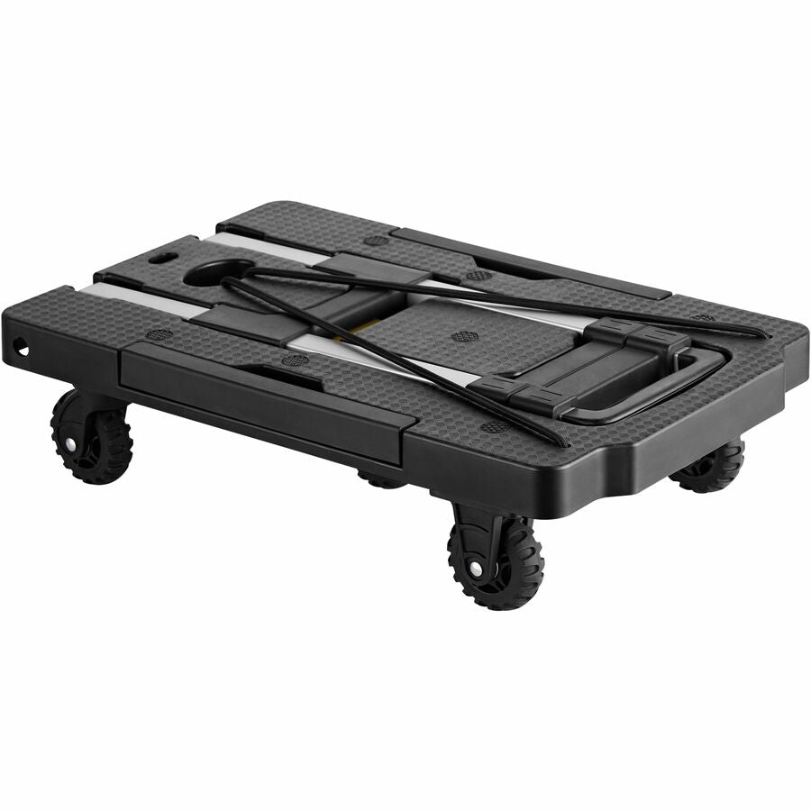 Telescopic Handle - 250 lb Load Capacity - 4 Casters - Aluminum, Polypropylene - 12.60" Width x 19.30" Depth x 4.10" Height - Black - 1 Each