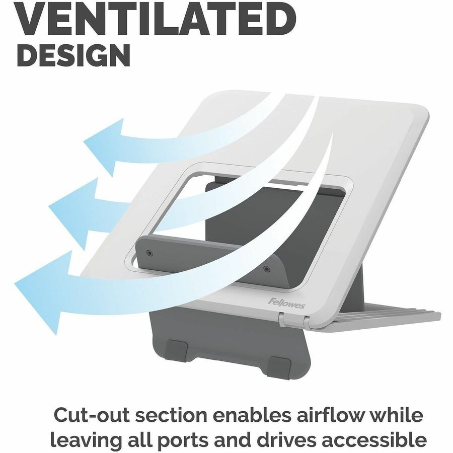 Up to 14" Screen Support - 8.80 lb Load Capacity - 0.50" Height x 9.20" Width x 10.50" Depth - White - For Notebook - Adjustable Height, Ergonomic, Adjustable, Compact, Lightweight, Portable