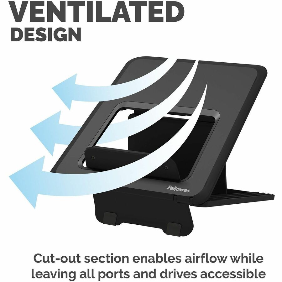 Up to 14" Screen Support - 8.80 lb Load Capacity - 0.50" Height x 9.25" Width x 10.50" Depth - Black - For Notebook - Adjustable Height, Ergonomic, Compact, Lightweight, Portable, Adjustable