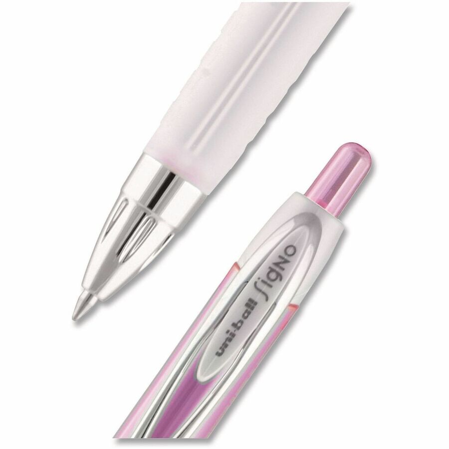 0.7 mm Medium Pen Point - Refillable - Retractable - Black Ink - Pigment-based, Liquid Gel Ink - Pink Barrel - Writing - 2 / Pack