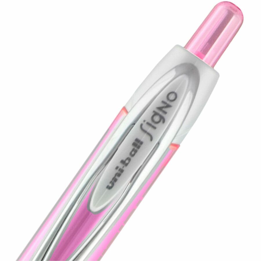 uniball™ 207 Gel Pens - 0.7 mm Medium Pen Point - Retractable - Black Ink - Pigment-based, Gel-based - Pink Barrel - 36 / Box