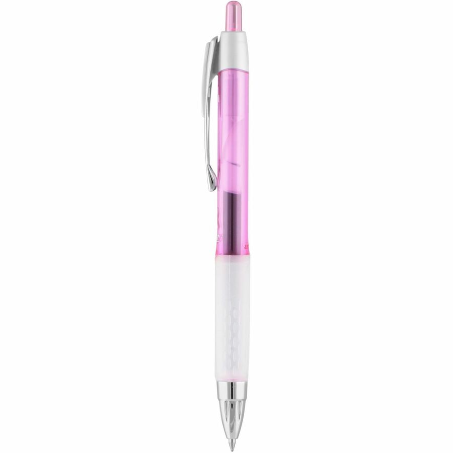 uniball™ 207 Gel Pens - 0.7 mm Medium Pen Point - Retractable - Black Ink - Pigment-based, Gel-based - Pink Barrel - 36 / Box