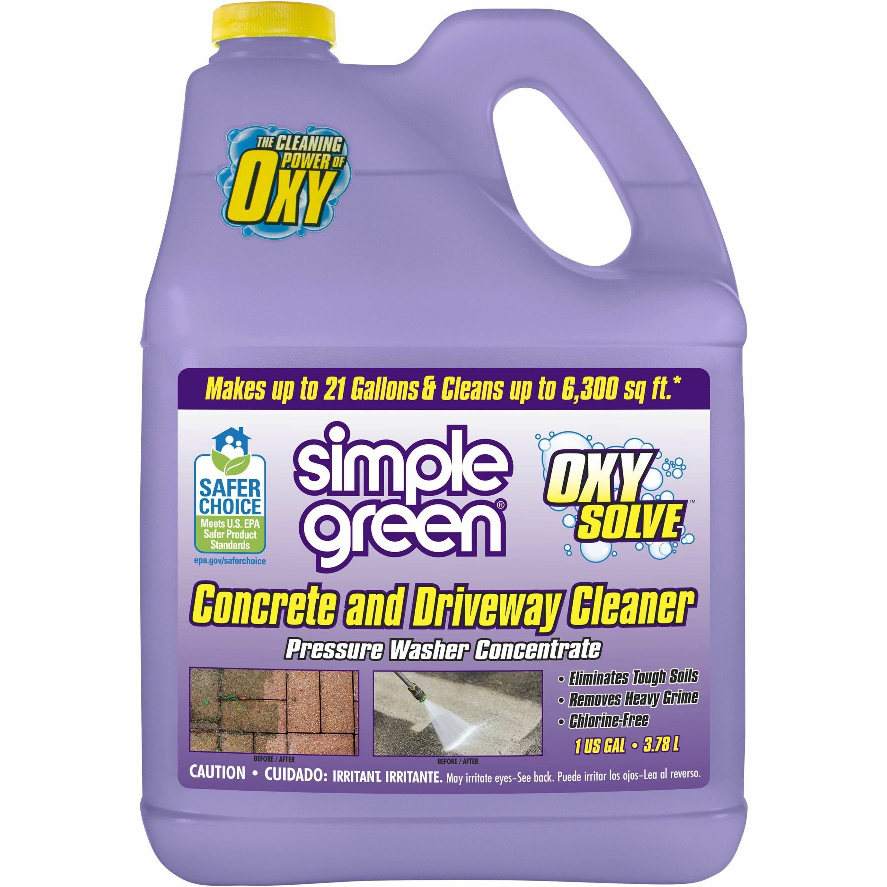 Simple Green Concrete/Driveway Cleaner Concentrate - For Concrete, Patio, Masonry - Concentrate - Liquid - 128 fl oz (4 quart) - Bleach-free, Fast Acting, Non-flammable - Purple - 1 Each