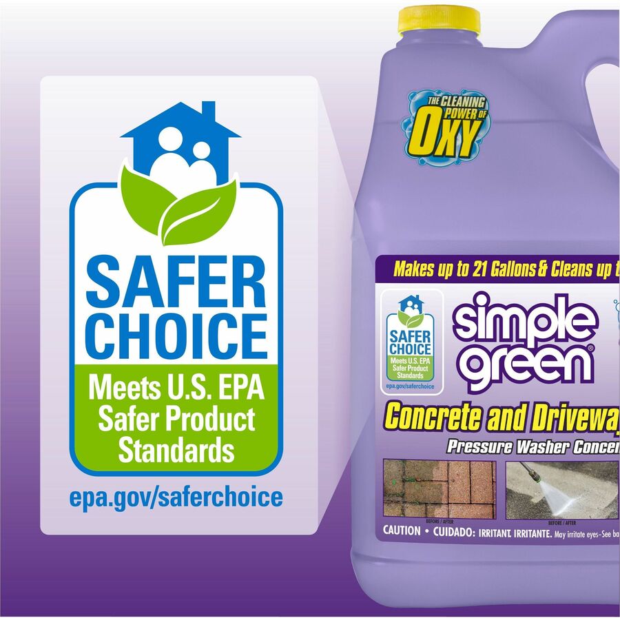 Simple Green Concrete/Driveway Cleaner Concentrate - For Concrete, Patio, Masonry - Concentrate - Liquid - 128 fl oz (4 quart) - Bleach-free, Fast Acting, Non-flammable - Purple - 1 Each