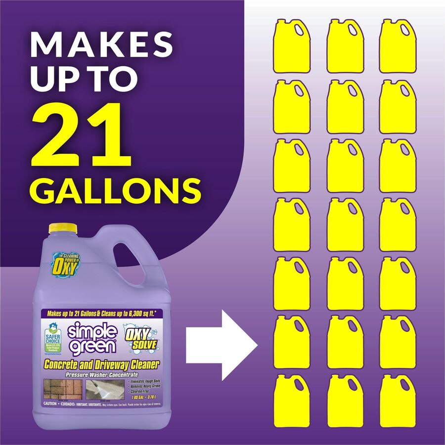 Simple Green Concrete/Driveway Cleaner Concentrate - For Concrete, Patio, Masonry - Concentrate - Liquid - 128 fl oz (4 quart) - Bleach-free, Fast Acting, Non-flammable - Purple - 1 Each
