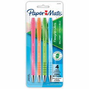 Paper Mate Flexgrip Ultra Recycled Pens - 1 mm Medium Pen Point - Retractable - Black Ink - Green Rubberized, Pink, Orange, Blue, Assorted Barrel - 4 / Pack