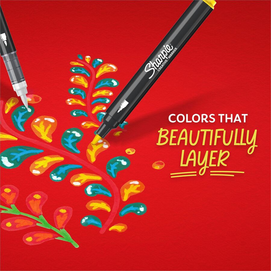 Sharpie Creative Markers - Brush Marker Point - Assorted Ink - Acrylic Based, Water Based - 2 / Pack