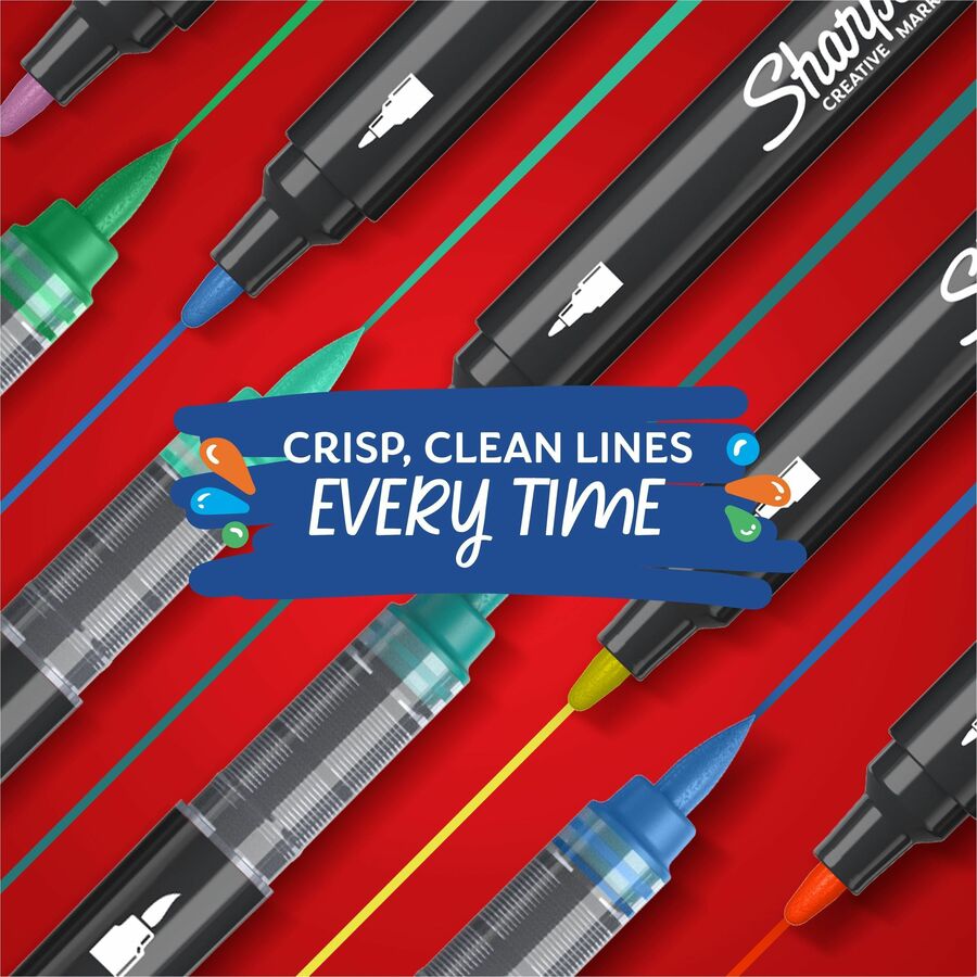 Sharpie Creative Markers - Brush Marker Point - Assorted Ink - Acrylic Based, Water Based - 2 / Pack