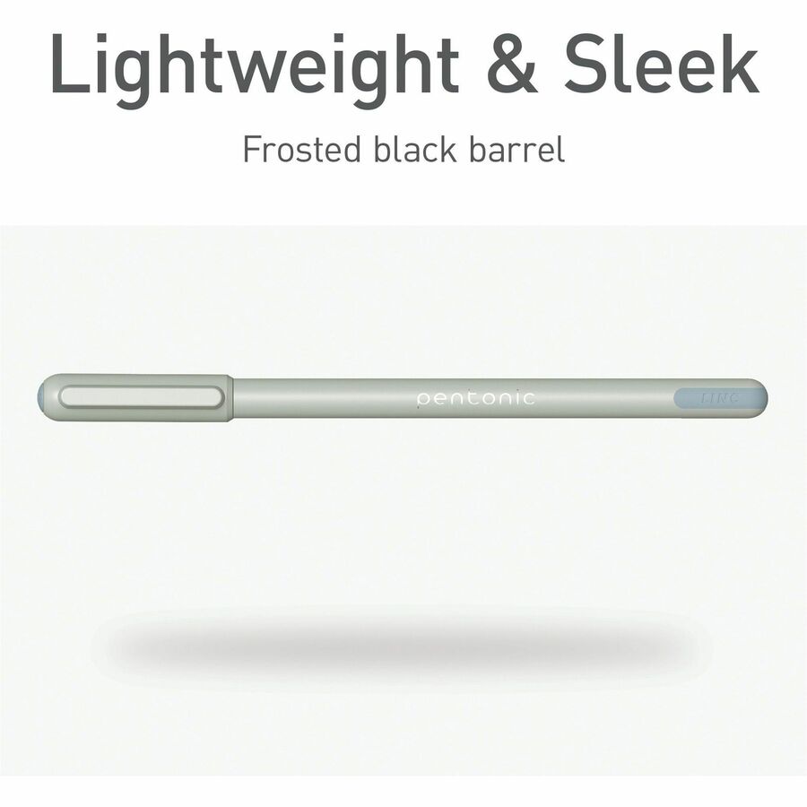 Pentonic Frosted Barrel Ballpoint Pens - 0.7 mm Fine Pen Point - Black Ink - Frost, Gray Barrel - 10 / Box