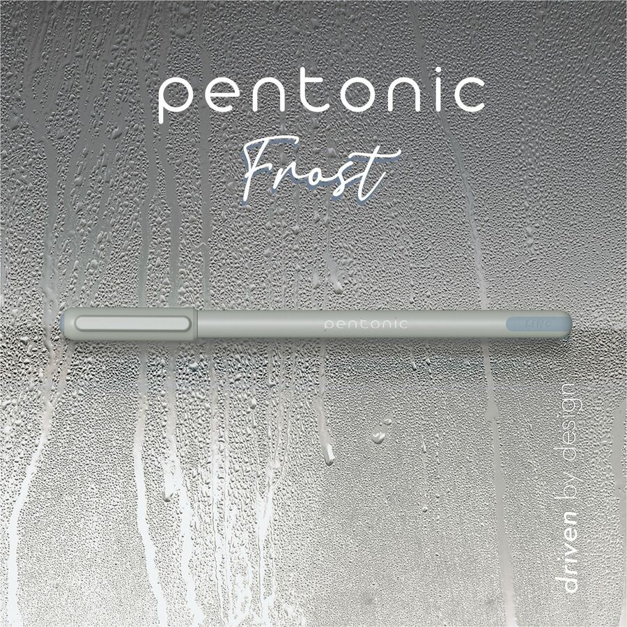 Pentonic Frosted Barrel Ballpoint Pens - 0.7 mm Fine Pen Point - Black Ink - Frost, Gray Barrel - 10 / Box