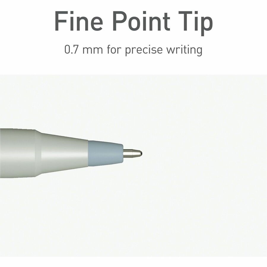 Pentonic Frosted Barrel Ballpoint Pens - 0.7 mm Fine Pen Point - Black Ink - Frost, Gray Barrel - 10 / Box